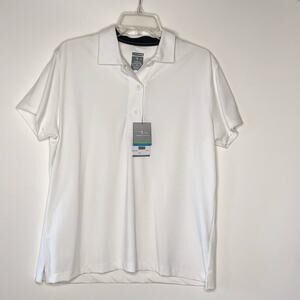 Page & Tuttle Womens Large Short Sleeve White Polo Golf Shirt New